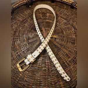 Stylish White gold Studded Belt, sz SM